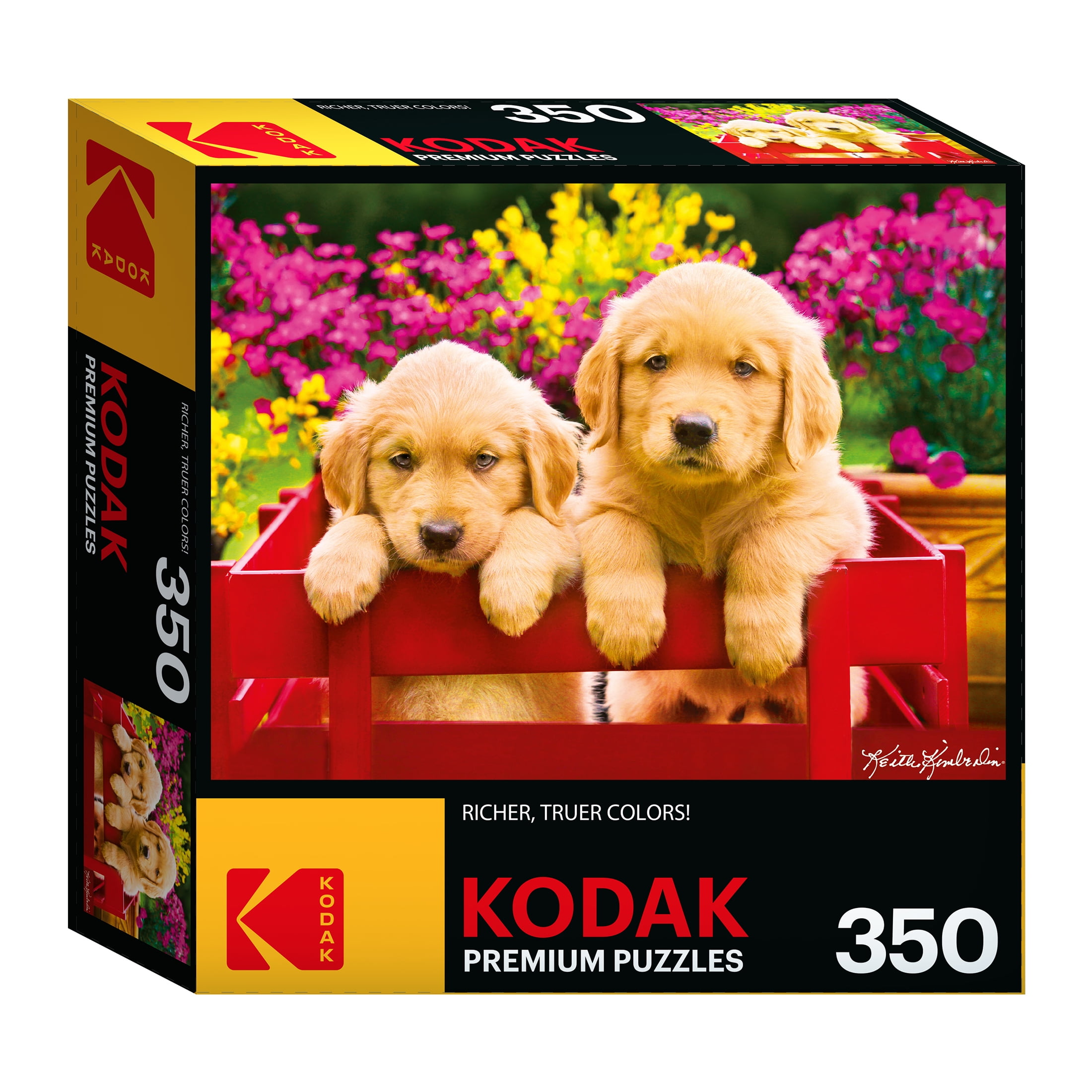 Cra-Z-Art Kodak 350-Piece Golden Retriever Puppies in a Red Wagon Adult Jigsaw Puzzle