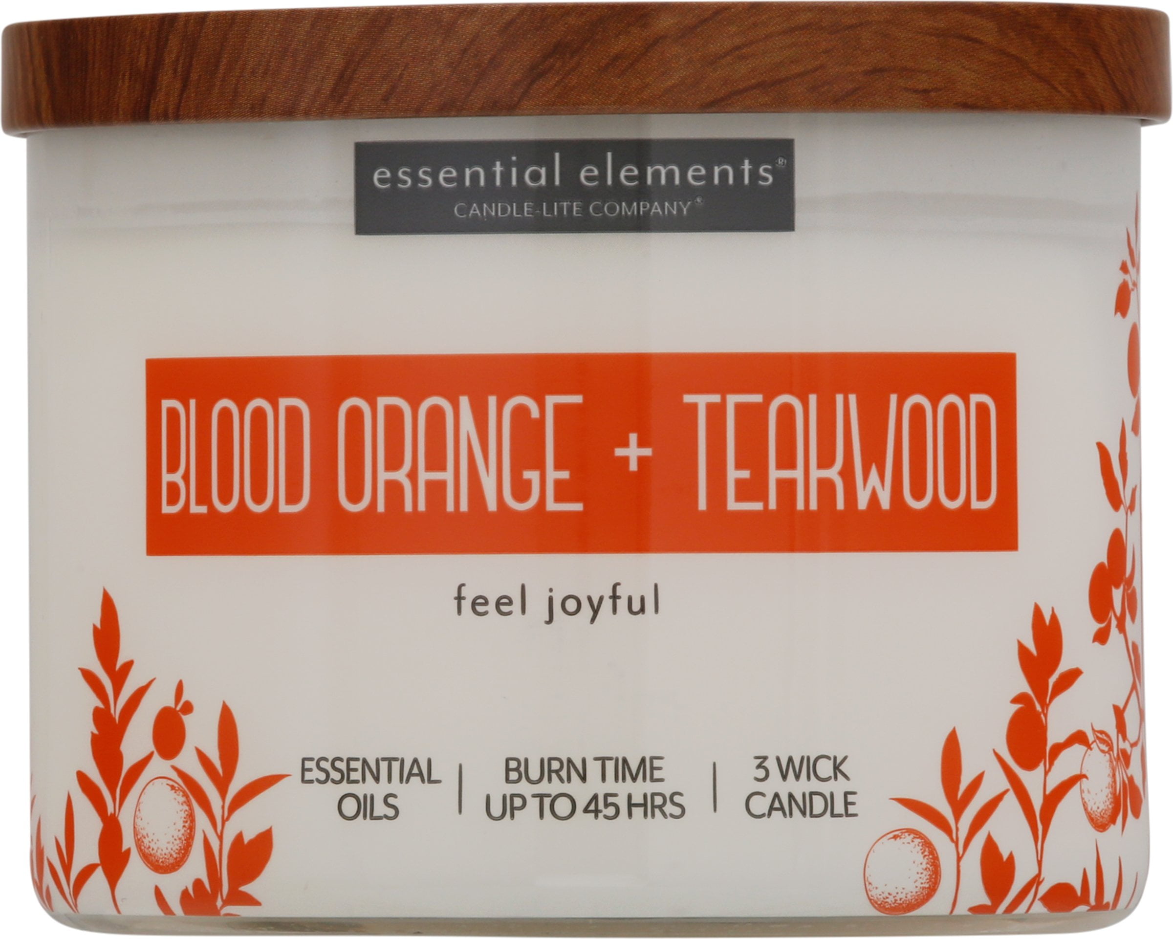 Essential Elements Blood Orange & Teakwood Jar Candle - 3 Wick Soy Wax - 14.75 oz