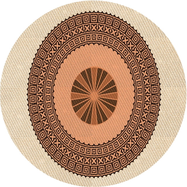 Ahgly Company Indoor Round Patterned Red Fox Red Area Rugs, 5' Round
