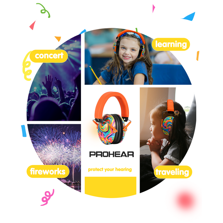 PROHEAR 032 - Protectores de oídos para niños, auriculares con cancelación  de ruido para autismo, niños pequeños, niños, color naranja
