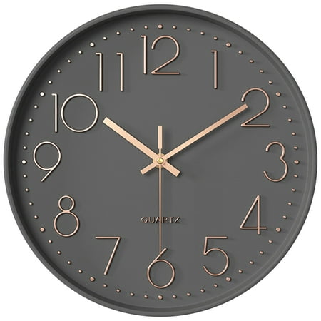 Unique Bargains Silent Non-Ticking Modern Battery Operated Wall Clock Grey