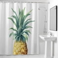 thumbnail image 2 of Retro Pineapple Shower Curtain, Summer Style Yellow Fruit Leaf Grey Background Waterproof Shower Curtain Set with 12 Hooks Lightweight Bath Curtains Fabric Bathroom Decor 48x72 Inches, 2 of 9