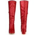 thumbnail image 4 of Unique Bargains Women's Slouch Square Toe Chunky Heels Knee High Boots Red 6.5, 4 of 7