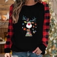 thumbnail image 2 of Merry Christmas Sweatshirt Womens Funny Xmas Elk Printed Plaid Raglan Long Sleeve Pullover Sweater Festivel Costume, 2 of 4