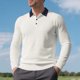 thumbnail image 1 of Blusa y camisa de manga larga con cuello vuelto para hombre, estilo informal, de golf, de negocios, con botones sueltos, de media manga, con cuello vuelto, blusas de poliéster para hombre, 1 of 9