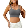 thumbnail image 4 of WTOBBY Wire-Free Women's Camisole with Removable Chest Pad, Sexy Oversized Comfort Fit Sleepwear, Plus Size Stretchy Soft Tank Top for Layering and Support,Gray S, 4 of 5