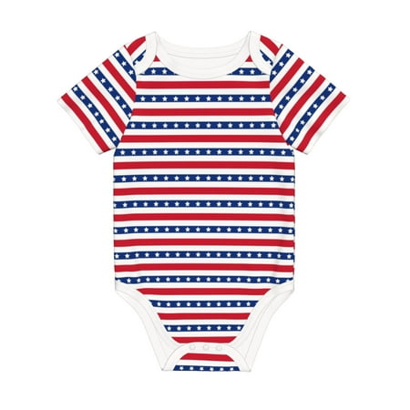 

Matuu Stars And Stripes for Baby Short-Sleeve Bodysuit Soft Cotton Comfortable and Breathable Perfect for Newborns and Infants