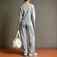 thumbnail image 6 of WULMLEO Women's Two Piece Sets Knit Fall Quarter Zip Long Sleeve Pullover Wide Leg Palazzo Pants Outfits 2026 Casual Cozy Tracksuit Comfort Suits with Pockets Light Gray M, 6 of 6