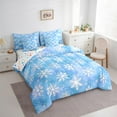 thumbnail image 4 of Manfei Happy New Year 7-Piece Twin Bedding Sets,Xmas Christmas Snowflake Bedding Comforter Set,White Blue Sheet Sets For Boys Kids,Ultra Soft Home Decor Reversible, 4 of 9