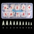 thumbnail image 1 of Kissbuty 500 uñas Stiletto de color natural con puntas afiladas, puntas acrílicas falsas para decoración de uñas, 10 tamaños con caja, longitud perfecta para salones de uñas y arte de uñas DIY en casa, 1 of 2