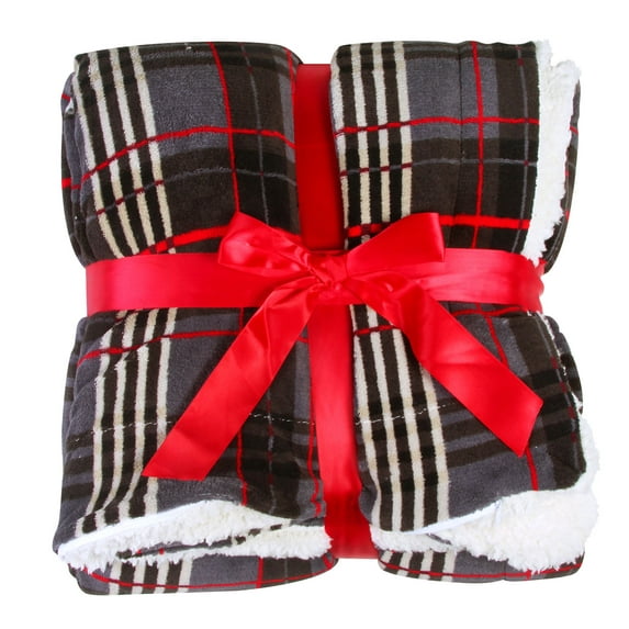 Simplicity Luxury Sherpa Plain Blanket Throw for Sofa 50"x60", Grey