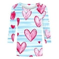 thumbnail image 3 of TaTaai Women's Valentine Heart Print 3/4 Sleeve Round Neck Loose T-Shirt, Valentine's Day Gift, Casual Daily Home Work Top Gift, 3 of 5