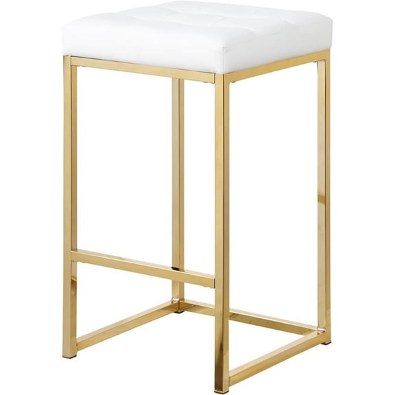 Meridian Furniture Nicola 26.5"H Vegan Leather Counter Stool in White (Set of 2)