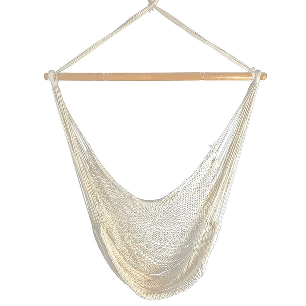 Cómoda silla colgante grande de algodón, hamaca de cuerda, uso en interiores y exteriores