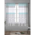 thumbnail image 4 of Aqua Grey Curtains 63 Inch Length, Sheer Curtains for Bedroom Living Room Window Chic Garden Floral Stripe Embroidery Design Rod Pocket Drapes Kitchen Curtains Small Half Window 42"x63" 2 Panels, 4 of 6