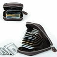 thumbnail image 4 of Genuine Leather Holder Zipper Credit Card Wallet RFID Credit Card Wallet with ID Card Window, 4 of 6