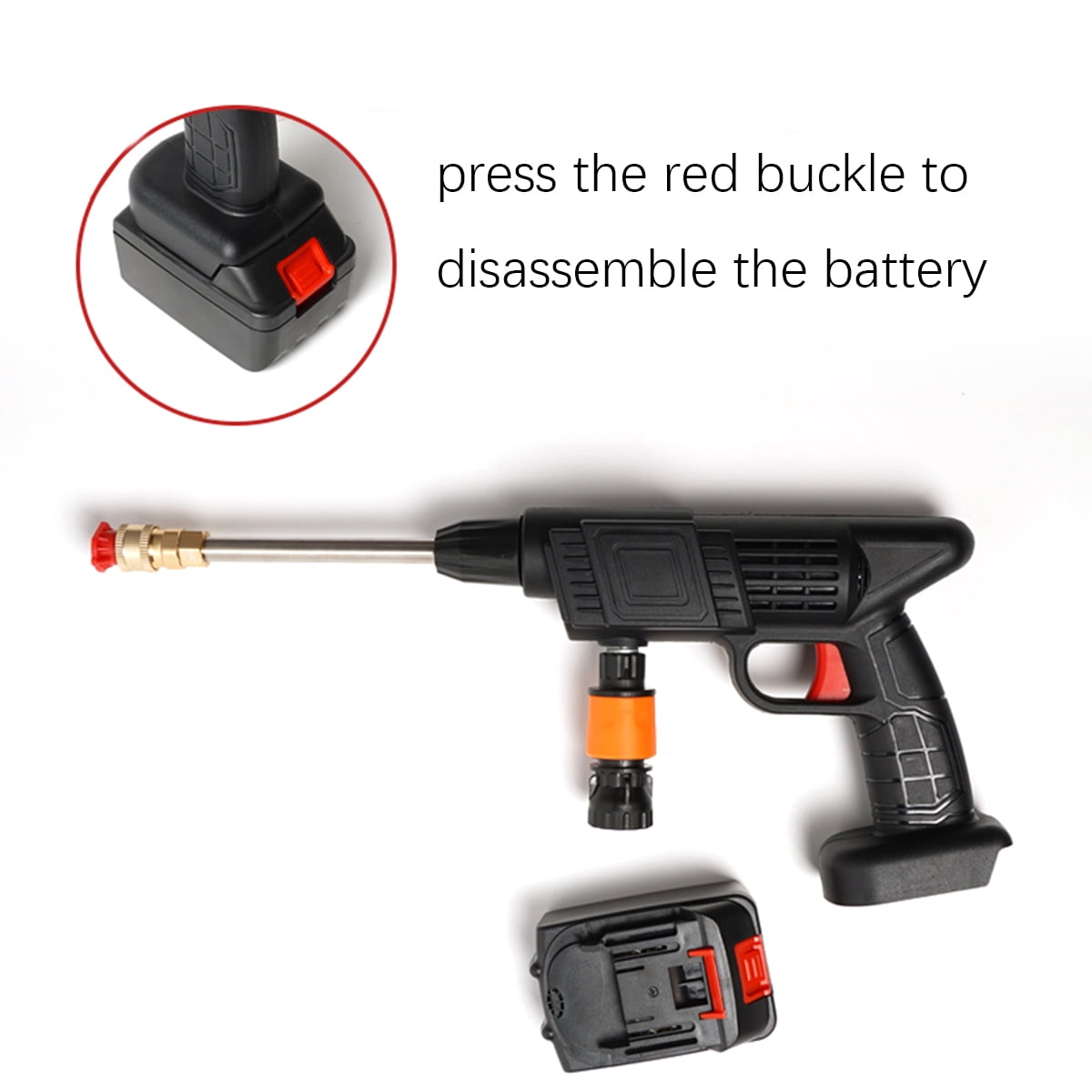 Byseng Cordless Pressure Washer, 500PSI Portable Cordless Powerful Washer with 48Vh Rechargeable Battery 5m Water Pipe