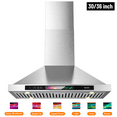 thumbnail image 2 of Brano 36 Inch Stainless Steel Wall Mount Range Hood, 900 CFM, Convertible with LED Lights and Charcoal Filter, 2 of 7