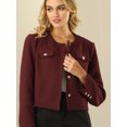thumbnail image 4 of DARING DIVA Women's Cropped Blazer Button Front in Tweed Fabric XL Wine Red, 4 of 6