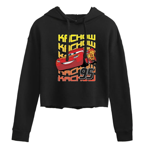 Disney Cars - Lightning McQueen KACHOW - Juniors Cropped Pullover Hoodie