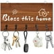 thumbnail image 1 of Organizador de llaves con ganchos para llaves, perchero de madera para colgar en la pared con 5 ganchos. Bless This Home, 1 of 9
