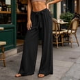 thumbnail image 4 of Karymi Workout Shorts Women Linen Blend Wide Leg Pants, Elastic Drawstring Waist Casual Loose Trousers with Pockets, Solid Lightweight Flowy Pants Halara Pants Women, 4 of 6