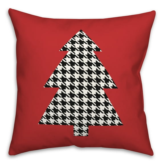 Creative Products Houndstooth Christmas Tree 18 x 18 Spun Poly Pillow