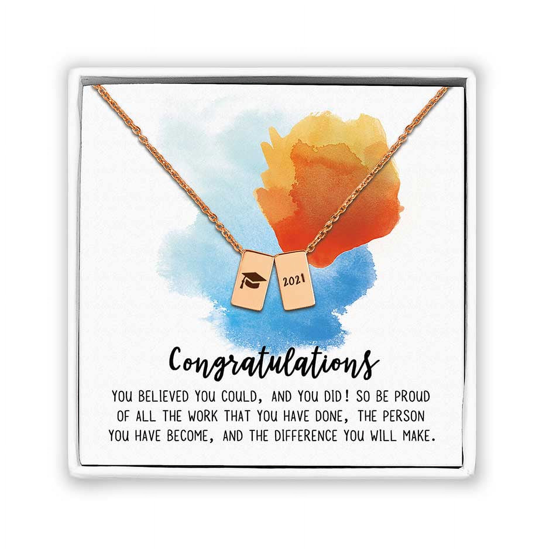 Anavia Graduation Gift for Her - Congratulations 2021 Graduation Gifts for Daughter - College | High School Graduation Gift for Friend -Stainless Steel Cube Necklace Graduation Gifts