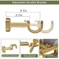 thumbnail image 3 of 1 1/8 Inch Diameter Curtain Rods 36 to 72 Inches(3-6ft), Telescoping Heavy Duty Large Drapery Rod with Adjustable Aluminum Alloy Bracket, Solid End Caps for Windows Patio Decoration, Brushed Gold, 3 of 7