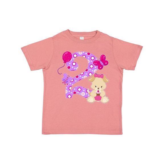 Inktastic Second Birthday with Cute Puppy and Butterflies Boys or Girls Toddler T-Shirt