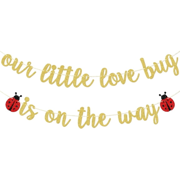 Our Little Love Bug is on The Way Banner, Ladybug Theme Baby Shower Decor, Garden Welcome Baby Sign, Cute Bug Gender Reveal Party Supplies, Pre-strung