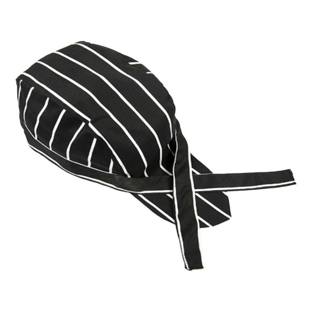 Gorro de Restaurante de Cocina Unisex, para La Cabeza, Gorro para La Cabeza, Gorros Atados , Las tiras en blanco y negro shamjiam Casquillo del cocinero
