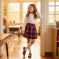 thumbnail image 6 of Grblisyd Uniform Skirts for Girls Casual Elastic Waist Plaid Skorts Quick-Drying Breathable A Line Back to School Skort, 6 of 7
