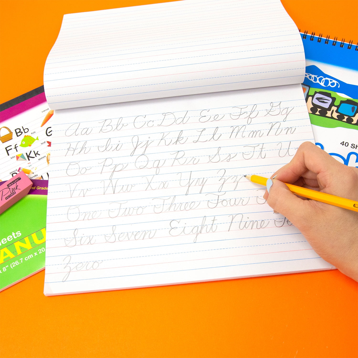 BAZIC Cursive Writing Pad 50 Sheet 10.5"x8" Handwriting Workbook, 48-Pack