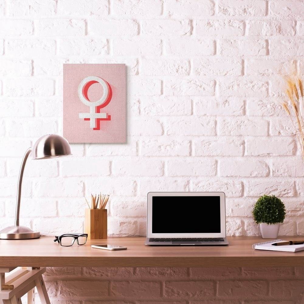 Stupell Industries Female Symbol Fashion Modern Pink Textured Design Canvas Wall Art by Daphne Polselli