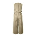 thumbnail image 3 of DYMADE Women Cotton Linen Tank Sleeveless Jumpsuit Summer Thin Wide Straight Leg Boilersuit, 3 of 4