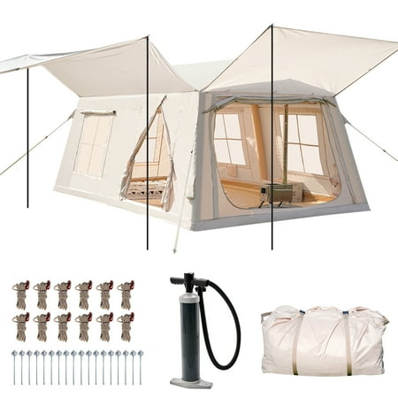 Inflatable Tents for Camping Quick Setup Blow Up Camping Tents Waterproof Glamping Tent with Skylight and Canopy Spacious Camping Tents for Family 8 -10 Person Tents for Camping with Carry Bag