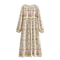 thumbnail image 2 of Vintage Chic Fashion Bohemian Women Floral Print Flare Sleeve Maxi Dresses Ladies Ruffles Holiday Boho Dress Vestidos Robe, 2 of 6