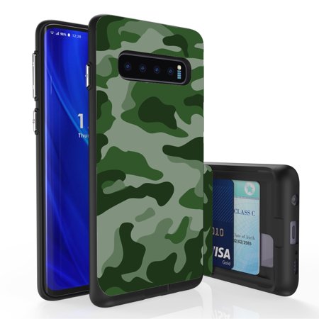 Galaxy S10 Case, PimpCase Slim Wallet Case + Dual Layer Card Holder For Samsung Galaxy S10 [NOT S10e OR S10+] (Released 2019) Green Hunting