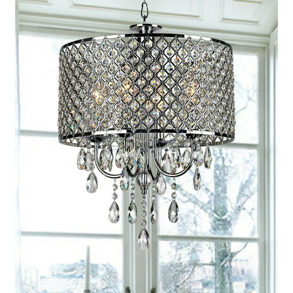 Chrome Finish 4-light Round Chandelier