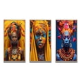 thumbnail image 2 of Designart "Vibrant Festivities Traditional African Portraits II" Boho Woman Framed Wall Art Set Of 3 - Yellow Woman Boho Frame Gallery Set For Office Decor, 2 of 6