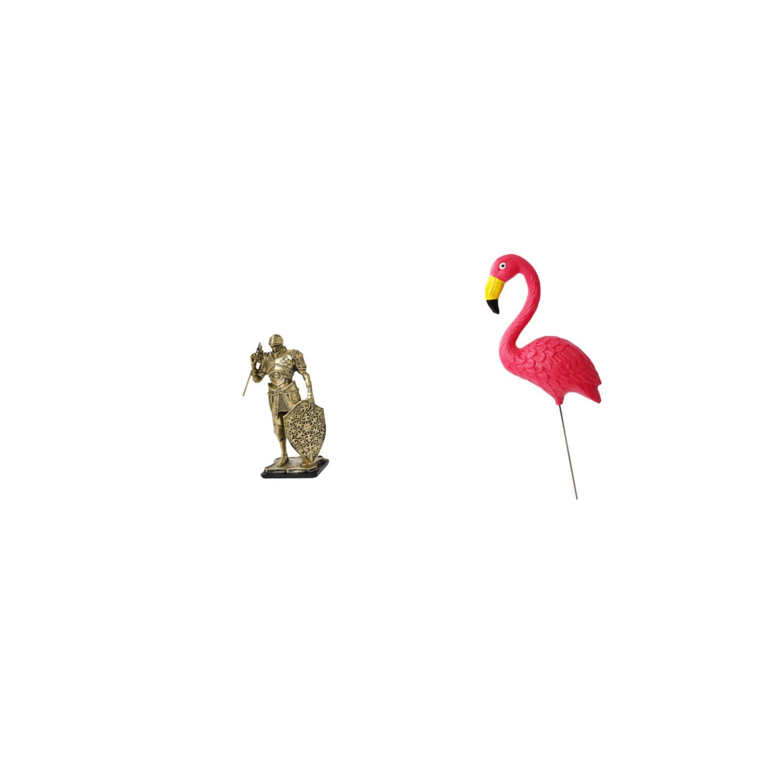 CoudarTitie Nordic Resin Knight and Bird Figurine Abstract Art Sculpture for Desk Office Table Centerpiece and Fairy Garden Flamingo Yard Ornament