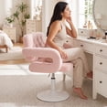 thumbnail image 1 of Silla de Oficina FurnitureR Ajustable sin Ruedas con Tela Teddy Rosa, 1 of 10