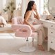 thumbnail image 1 of Silla de Oficina FurnitureR Ajustable sin Ruedas con Tela Teddy Rosa, 1 of 10