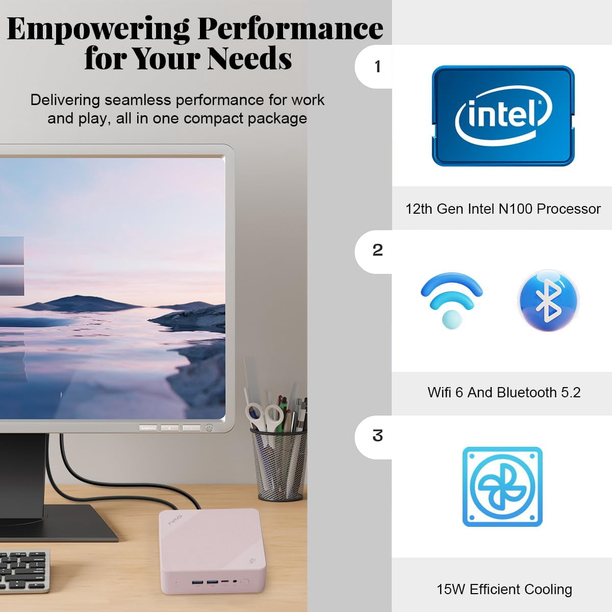 Mini-PC, 16GB RAM 512GB M.2 SSD Intel 12th Gen N100(Beat i3-1115G4