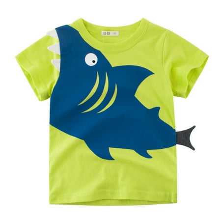 

Little Boys Shark Short Sleeve Crewneck T Shirts Tops Tee Clothes For