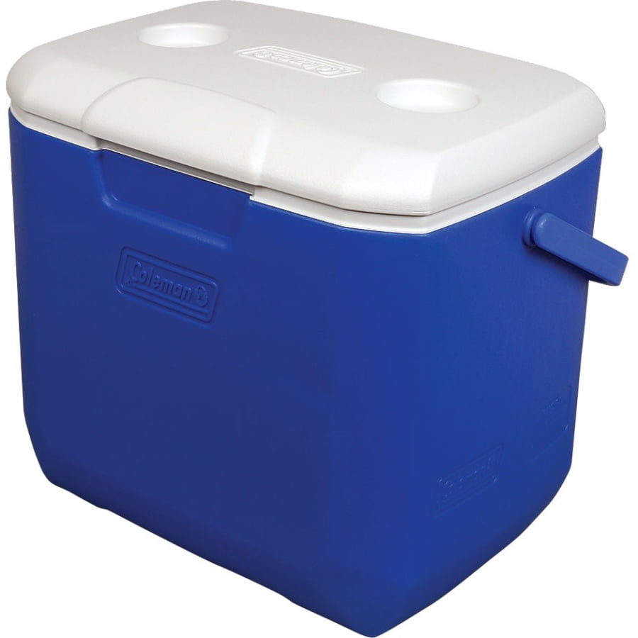 28 Quart Cooler W// Bail Handle Blue Ice Chest Holds 36 Soda Cans Camping Picnic