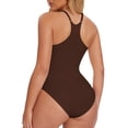 thumbnail image 3 of MANIFIQUE Women's Everyday Seamless Bodysuit, V Neck Racerback, Sizes S-3XL, 3 of 6
