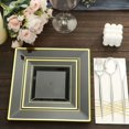 thumbnail image 2 of Efavormart 10 Pack | 10" Gold Trim Black Square Plastic Disposable Dinner Plates, 2 of 11