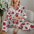 thumbnail image 6 of Pofeuu Leaves And Anemone Flowers In Red Grey Print Womens Pajamas Set Long Sleeve Sleepwear Button Down Nightwear Soft Pj Lounge Sets Button Down Pajamas Women-XX-Large, 6 of 7